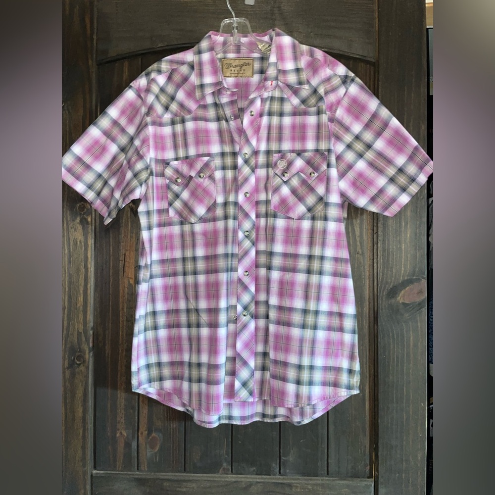 Wrangler Retro Purple and Gray Plaid Shirt